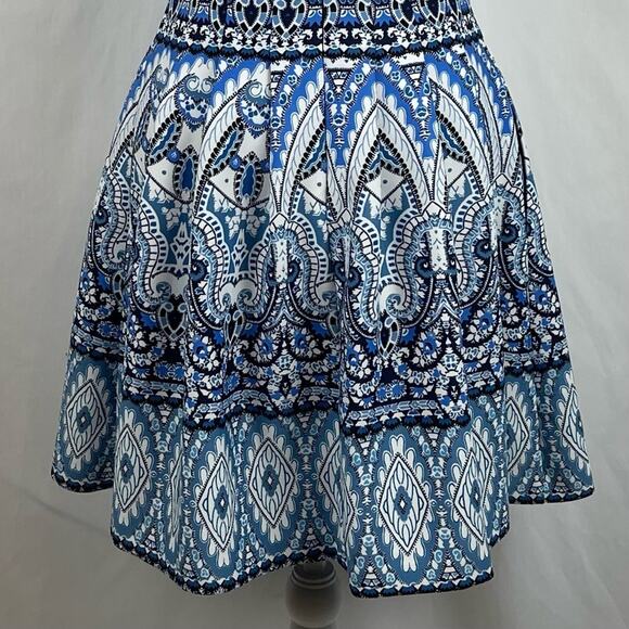Vince Camuto Blue White Print Fit & Flare Party Date Night Dress NWOT Size 6 - Picture 8 of 14
